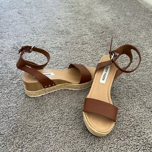 Steve Madden Brown Espadrille Sandals with Leather Straps